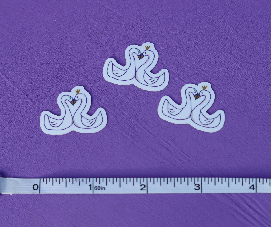 Three Small 'Swans in Love' Stickers