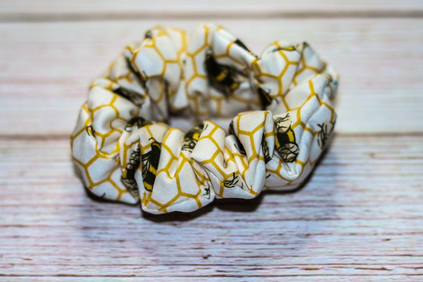 Busy Bee Hair Scrunchie / Hair Tie - White Version