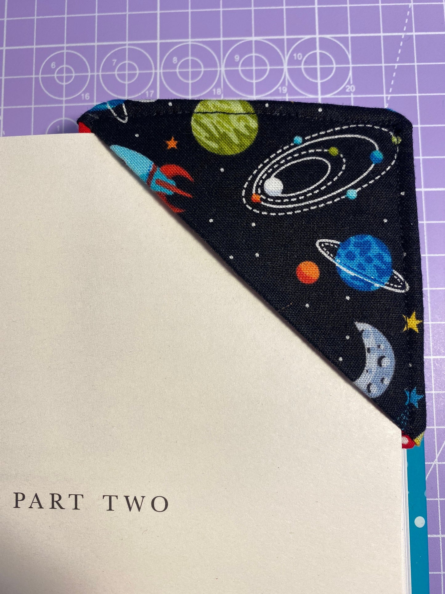 Space Themed Fabric Corner Bookmark